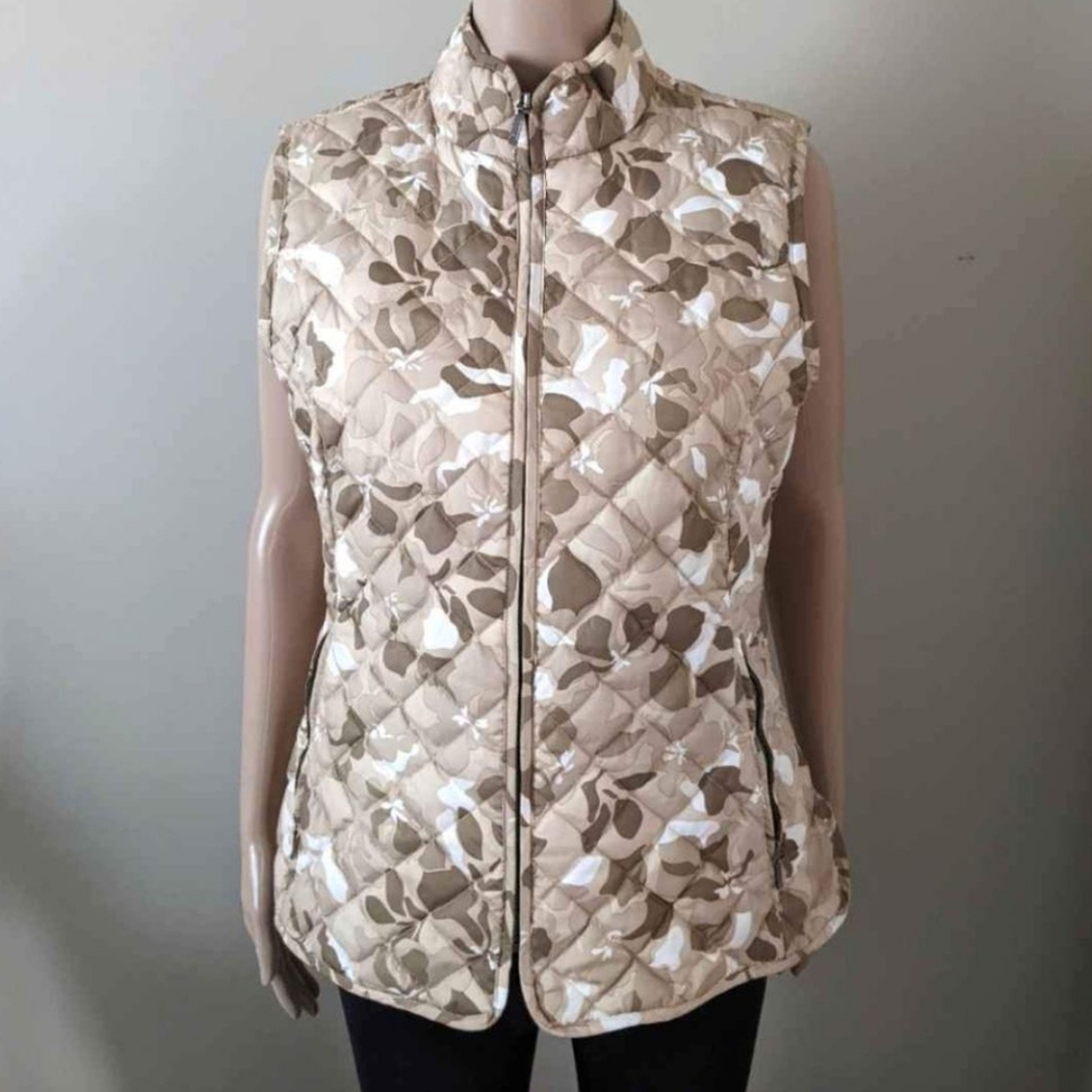 Eddie Bauer goose down quilt floral vest jacket, women's medium